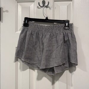 Brandy Melville Black and White Striped Linen Shorts